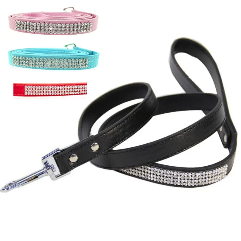 

Full Luxury Rhinestone Ornament Pu Leather Pet Dog Leashes Puppy Walking Leads Doggie Leash gato perro correa