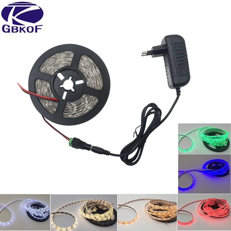 

White/Bule/Yellow/Red/Green 5m RGB 3528 LED strip light tape diode 300leds non waterproof+24 Key controller free shipping