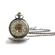 Classique Steampunk Romain Cadran Mécanique Squelette Liquidation Montre De Poche Complet Hunter Totem Conception avec La Chaîne LXH