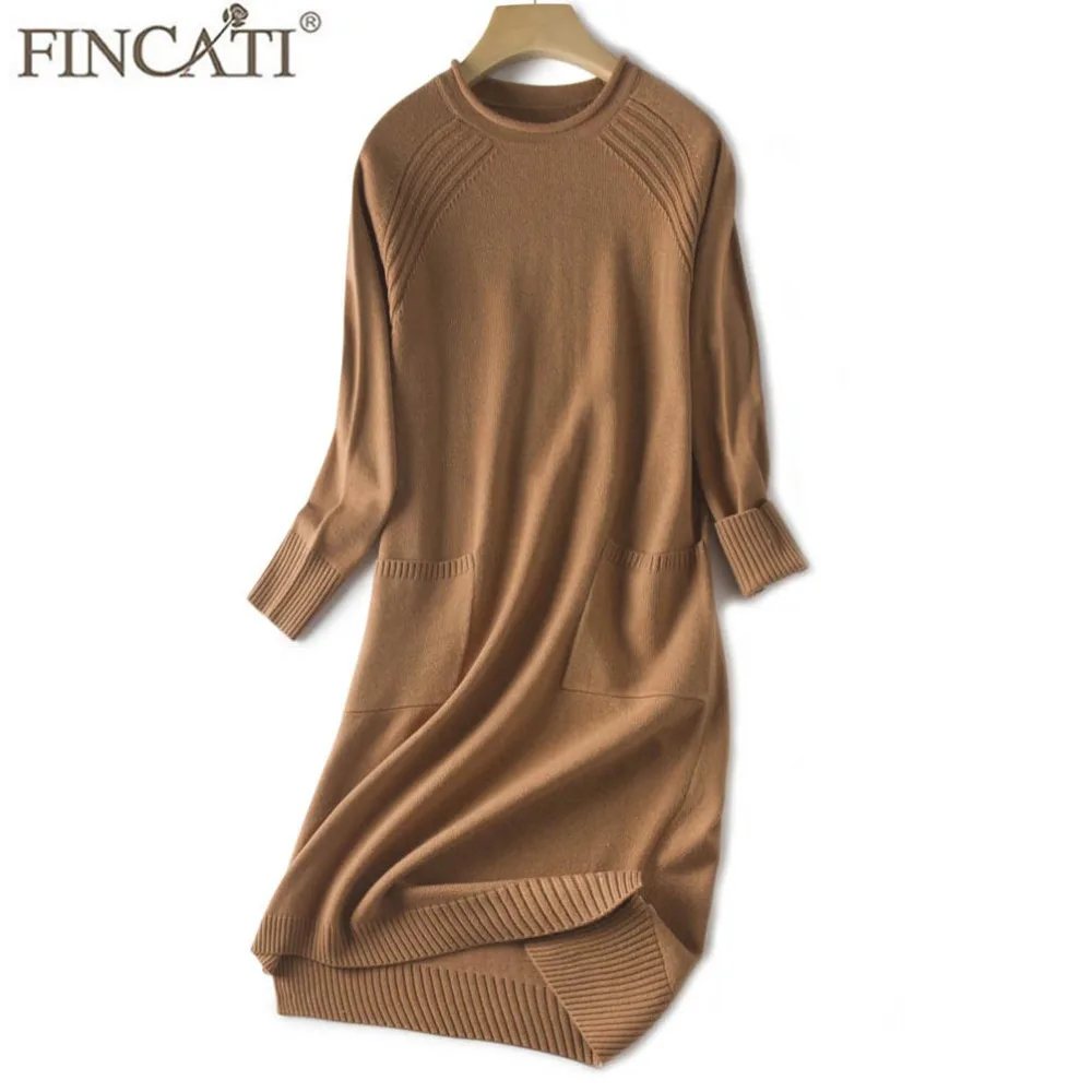 

Sweater Dress Women 2018 Winter Spring High-End Pure Cashmere Wool Twist Rolled Collar Soft Cozy Oversized Vestido de Festa