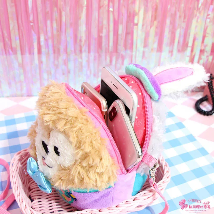 Милые Японские Аниме пасхальные Duffy Bears stellalou Rabbit плюшевые сумки мягкие чучела Животные Кукла Двойная Сумка Подарочный Кошелек для монет