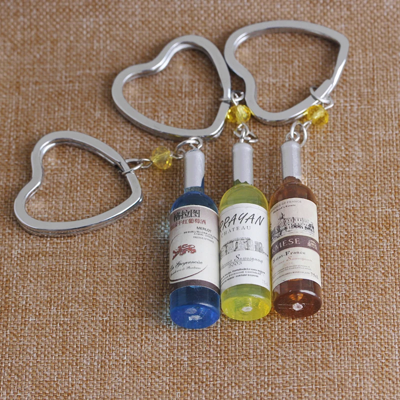 beer bottle key chain colorful cocktail bottle car key ring pendant