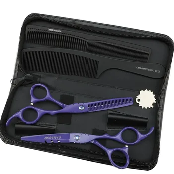 

Violet Hairdressing Scissors 6.0 Inch With Blue Diamond Barber Pet Scissors Quick Cut Care Modeling Tools Scissors