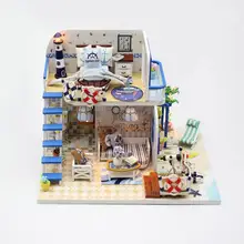 M032 синий побережье кукольный домик Миниатюрный Diy Миниатюрный Кукольный дом деревянные строительные модель мебели для ребенка игрушки подарки на день рождения