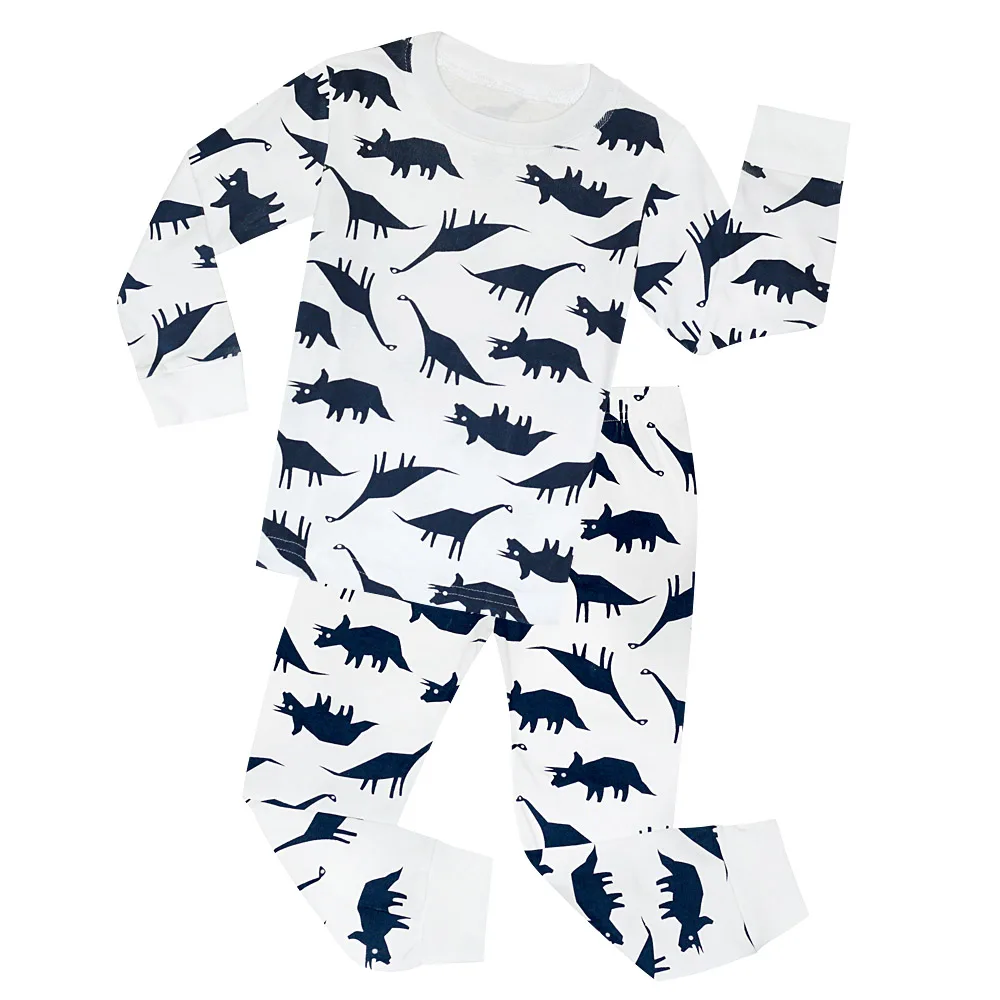 Пижамы для девочек детская одежда для сна с облаками детская пижама с динозавром пижама с длинными рукавами из хлопка для мальчиков от 2 до 7 лет - Цвет: H10