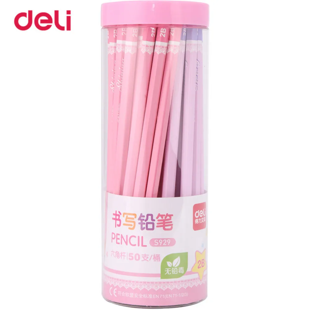 

50 Pcs/Set Standard Pencil 2017 new set of pencils 2B Office School supplies cute simple design pencils for WJ-SMTG207