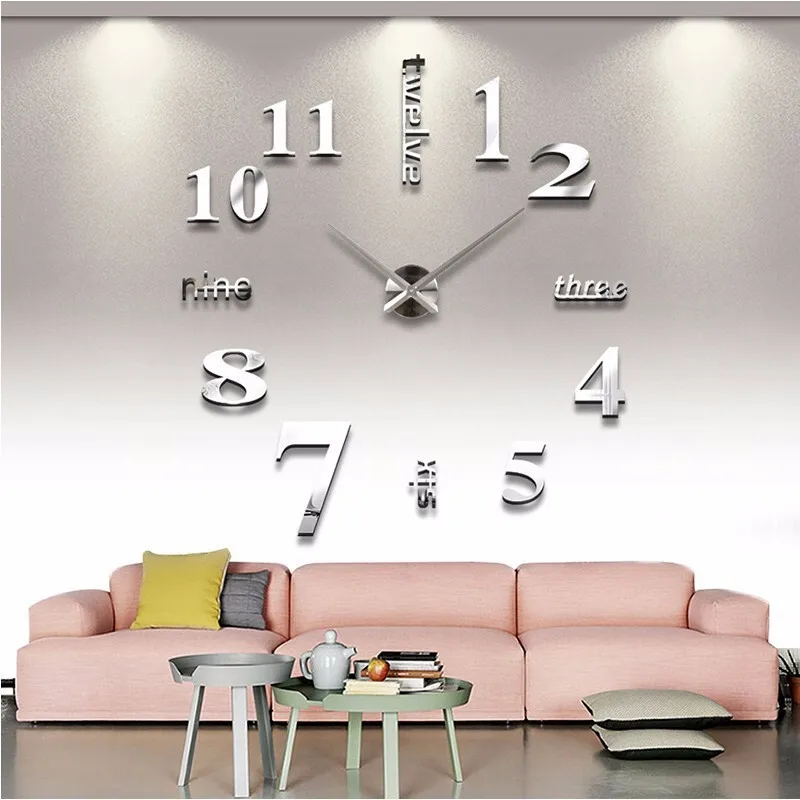 Новые 3d наклейки домашний декор для гостиной diy акриловые зеркальные настенные наклейки кварцевые часы horloge современный дизайн большие настенные часы