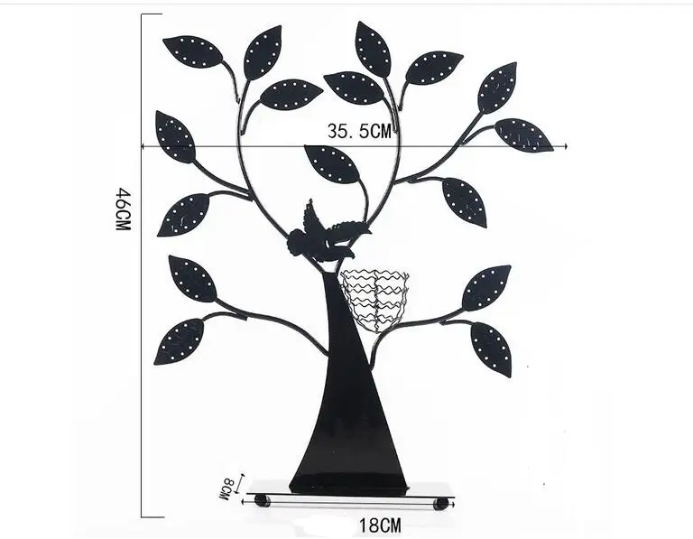 Металлические украшения Дерево Птичье гнездо черный Настольный Декор 48 пар серьги держатель/Браслеты Ожерелье Органайзер Стенд Дисплей Башня