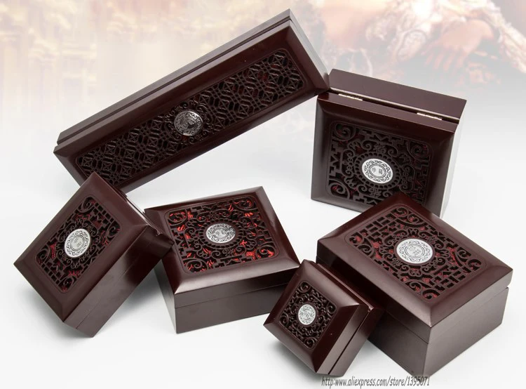 Высокое качество Красный окрашенные деревянные кольца коробка кулон держатель ожерелье Упаковка Чехол Коробка для ювелирных изделий браслет для хранения