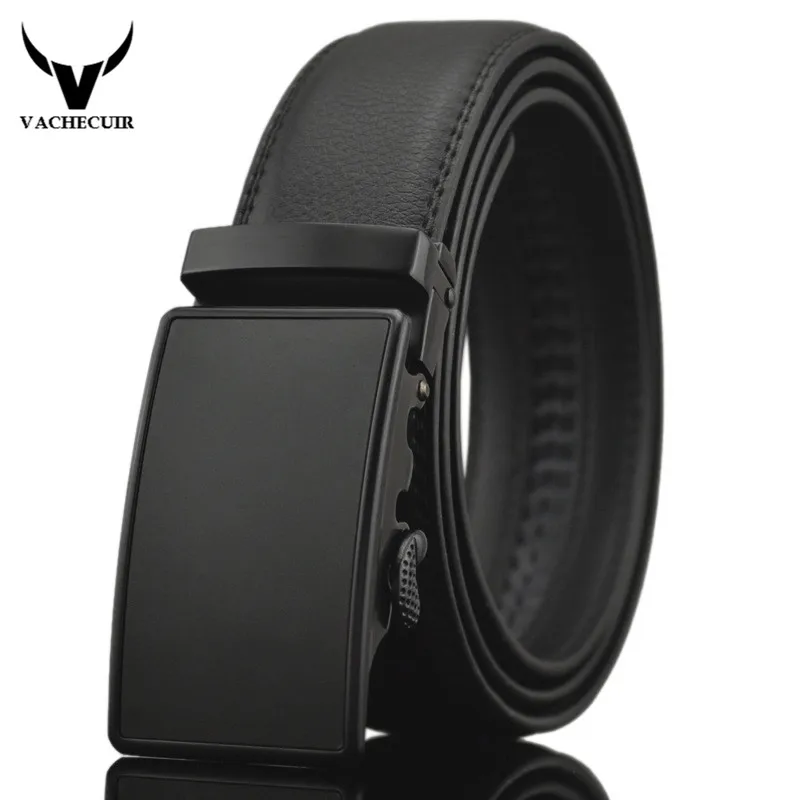 

VACHECUIR New No Magnet business Fashion Automatic Buckle Men's belt Genuine Luxury leather belt black belts for men Q6