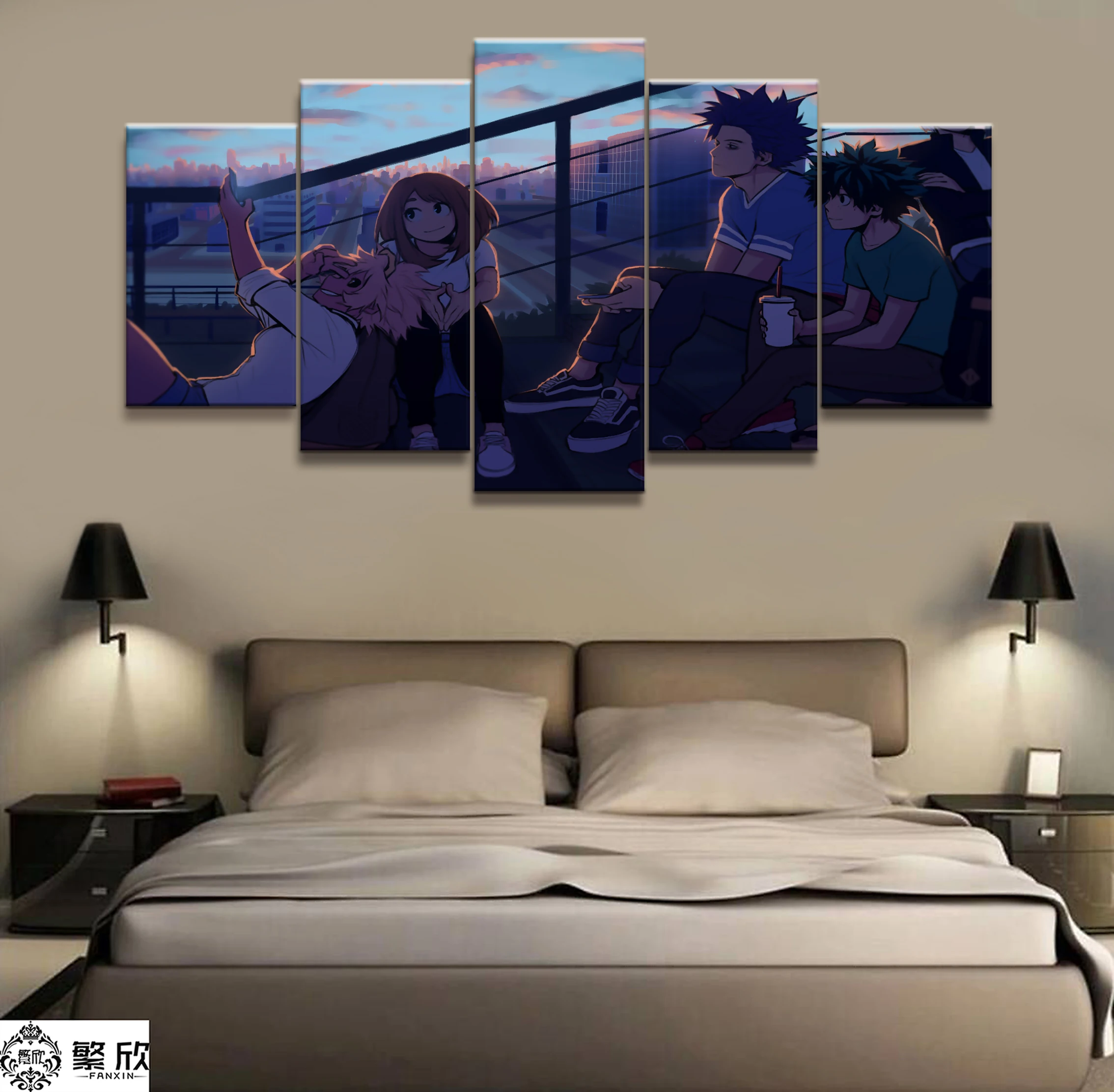 Wall Art Poster Painting Modular Pictures For Living Room Decorative Pictures Canvas Printed 5 Panel My Hero Academia Animation