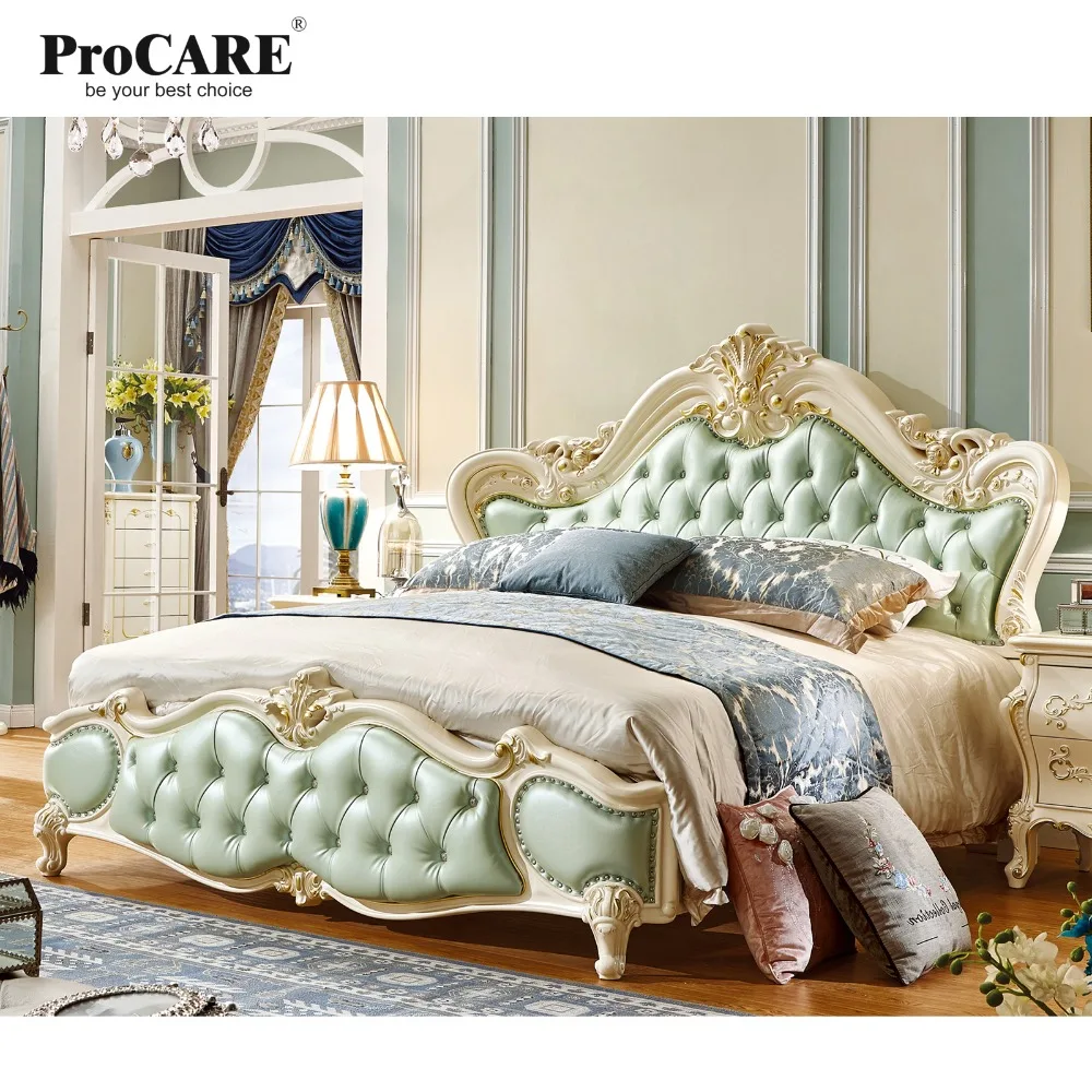 luxury European and American style Master bedroom king size bed solid carving bed romantic princess bed