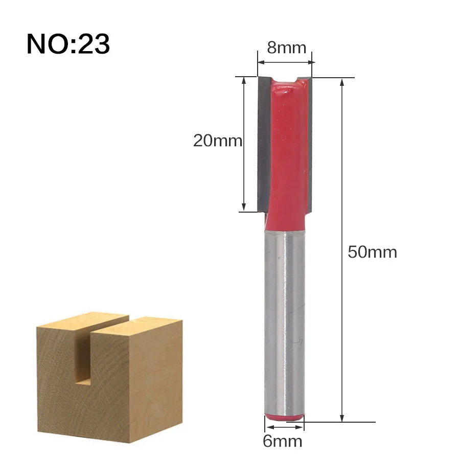 1 шт. 6 мм хвостовик древесины фрезы прямой концевой фрезы триммер очистки заподлицо отделка угловая круглая бухта коробка биты инструменты фрезы - Длина режущей кромки: NO23