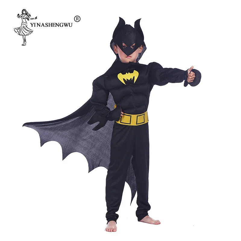 

Batman Costume Avengers Kids Boys Mask Cloak Muscle Superhero Cosplay Halloween Masquerade Party Superman Role Play Clothing