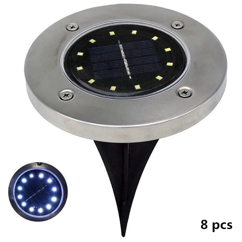 Обновленная 8 шт./компл. 12 Led Солнечная энергия подземная лампа IP65 наружная