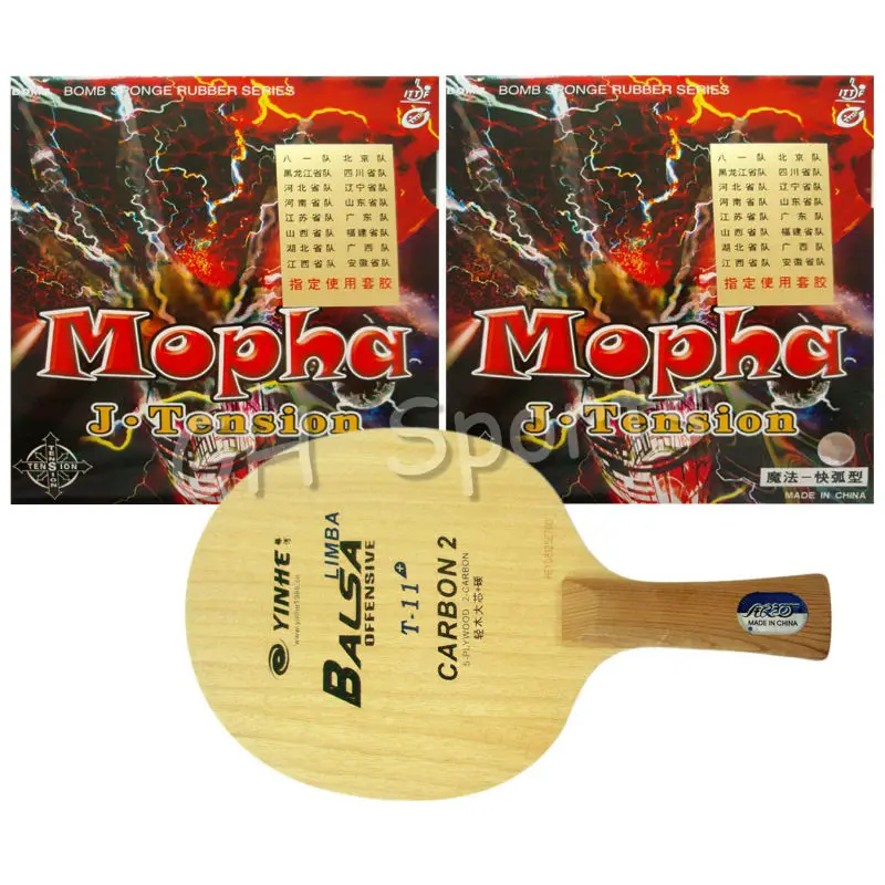 

Galaxy T-11+ Table Tennis Blade With 2x Bomb Mopha J-Tension, Professional Rubber With Sponge Long shakehand FL