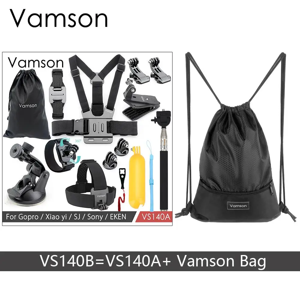 

Vamson Accessories for Gopro Hero 6 5 4 Set Head Chest Wrist Strap Floaty Bobber Bag Tripod for Xiaomi for Yi for SJCAM VS140