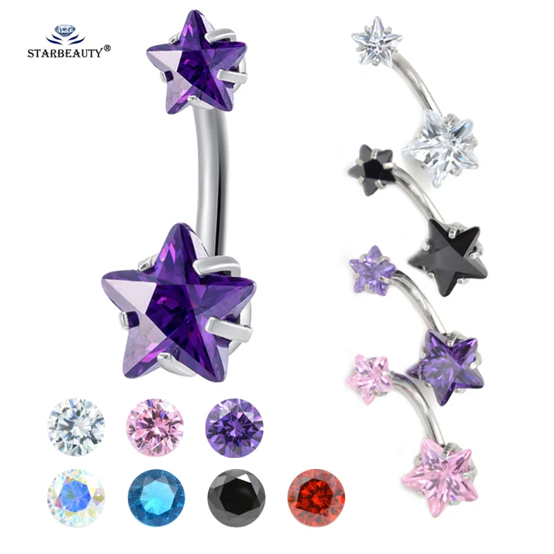 

1pc Couple Star Belly Piercing Ombligo Belly Button Rings Navel Piercing Nombril White Belly Ring Helix Earrings Body Jewelry