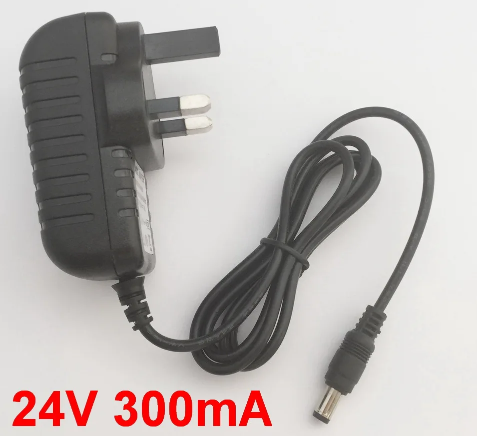 1 шт. DC 24 В 200mA 300mA 400mA 500mA 600mA AC 100 V-240 V преобразователь импульсный адаптер питания с британской вилкой DC 5,5 мм x 2,1-2,5 мм - Цвет: 24V 300mA