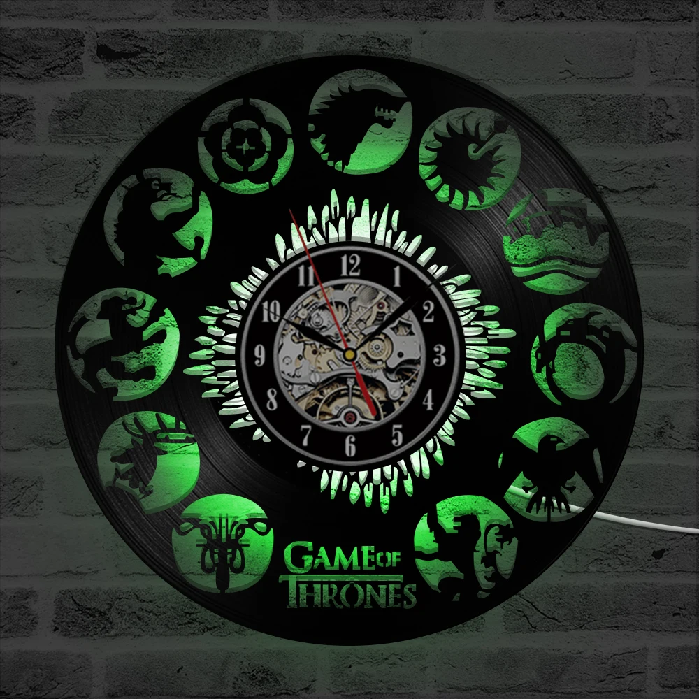 Game of Thrones LED Record Clock Antique Stark Khaleesi HBO Movie