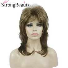 StrongBeauty Medium Long Wig Wavy Hair Natural Synthetic Capless Wigs For Women 10 Colors ultrashort curly capless synthetic wig