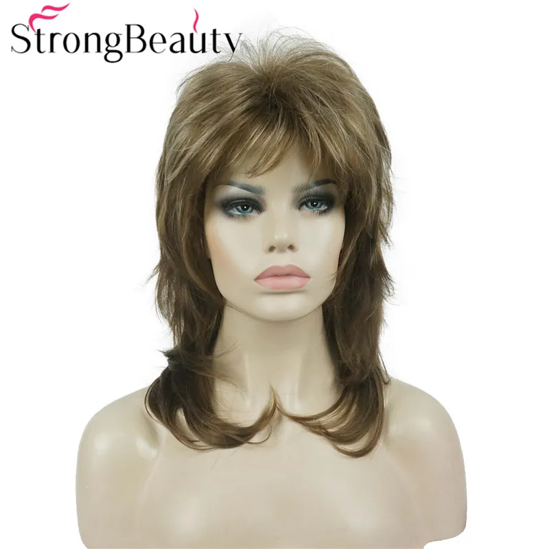 StrongBeauty парик средней длины волнистые волосы натуральные синтетические парики