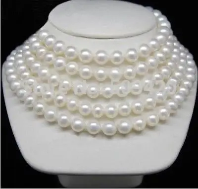 

U76R80 Free Shipping >>100 INCH HUGE AAA+ 9-10MM SOUTH SEA WHITE PEARL NECKLACE