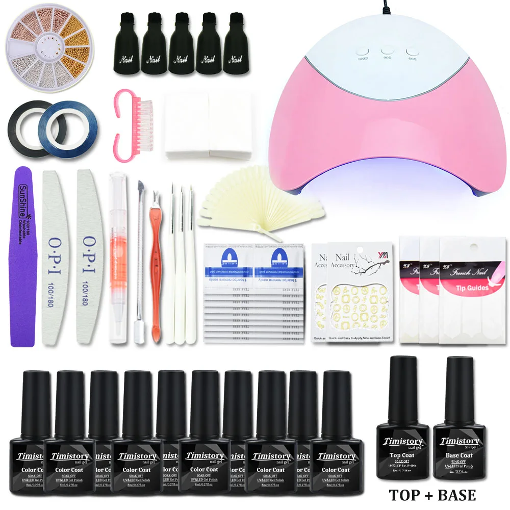Hot Nail Art Manicure Set 6w 36w Uv Led Lamp Dryer 10 Color Gel Nail Art Manicure Set 6w 36w Uv Led Lamp Dryer 10 Color Gel Polish Kit Tool Varnish Lacquer Tools