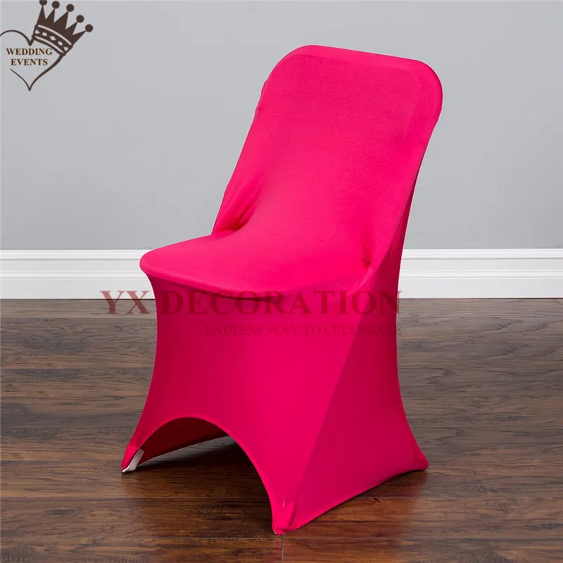 25 50 100pcs Lot Lycra Spandex Chair Cover For Folding Chair Stretch Chair Cover Event Hotel Festival Decoration - Цвет: fuchsia