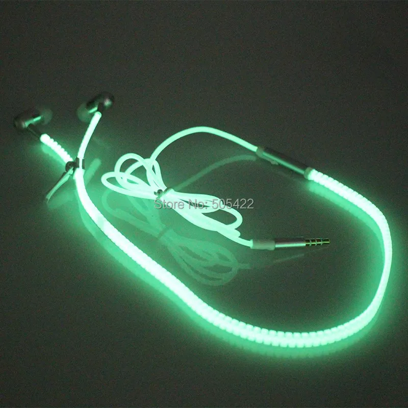 Спорт стерео наушники световой металла Наушники молния наушники Светящиеся в темноте Наушники для iphone Samsung