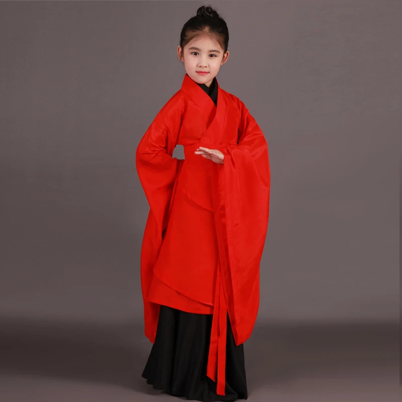 Новинка, 6 шт., китайский национальный костюм для детей красный Hanfu древнекитайский Карнавальный костюм для девочек, костюм для детей, одежда для сцены 18