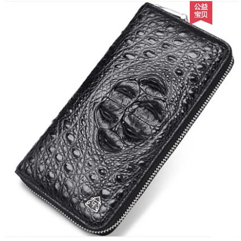 

gete 2019 new Real crocodile leather wallet male long handbag Thai leather genuine zipper multi-card crocodile bag male pack