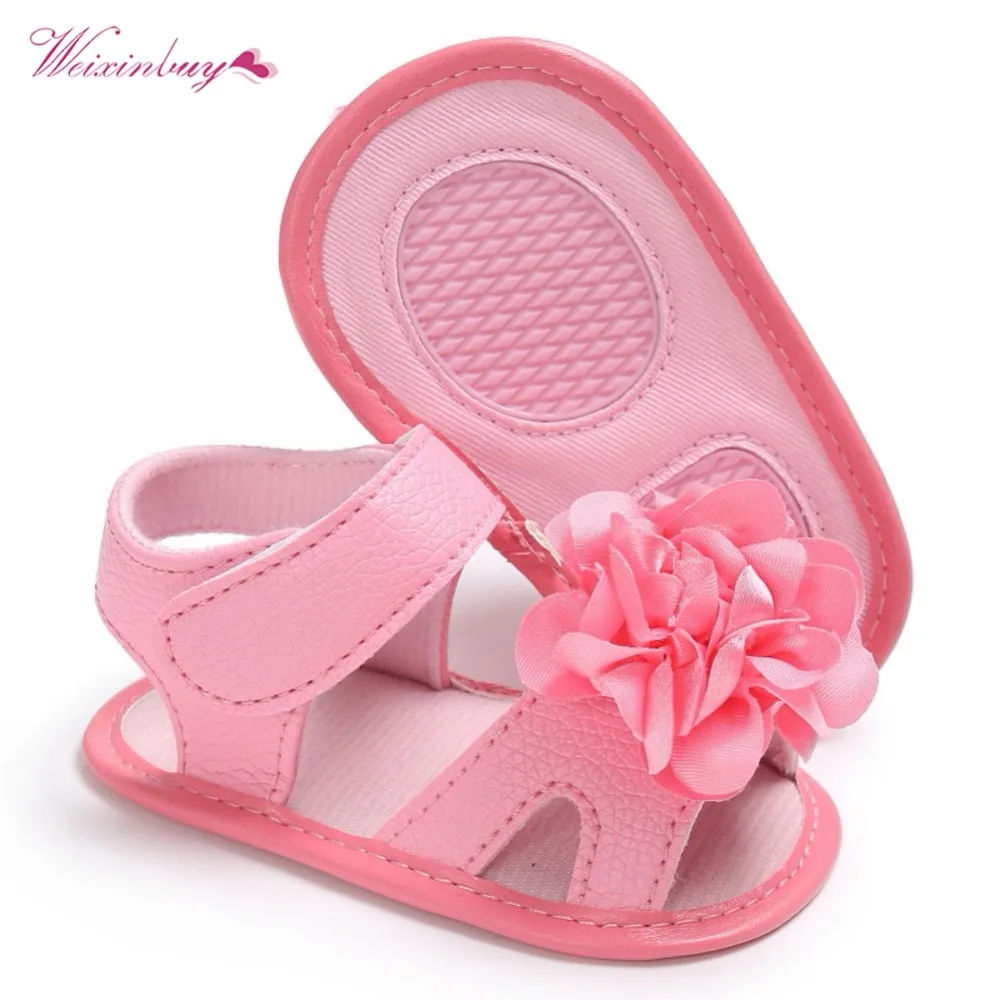 Weixinbuy/летние милые детские сандалии для девочек цветок принцесса Bebe младенческой малыша на мягкой подошве Обувь сандалии для новорожденных