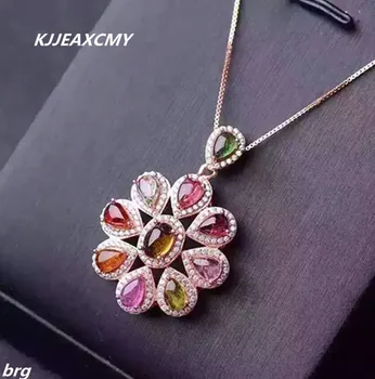 

KJJEAXCMY boutique jewelry,925 Sterling Silver Natural Tourmaline Lady Pendant Candy Tourmaline Necklace