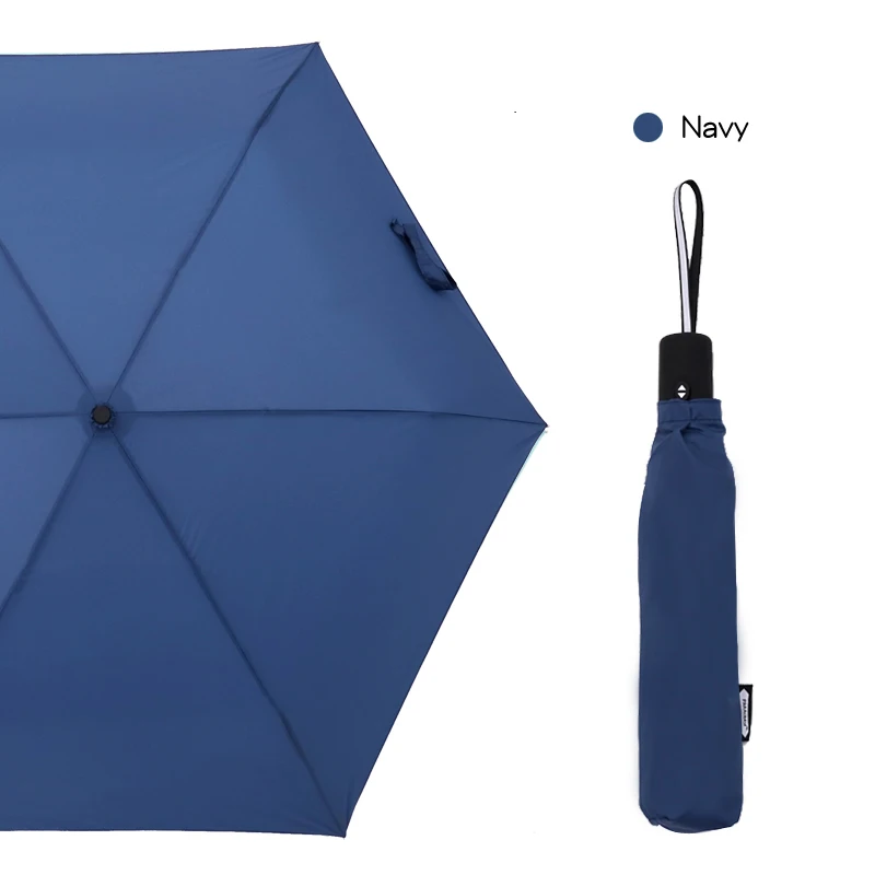 Автоматический зонт для дождя, женский ультра-светильник, 186 г, складные зонты для дождя, портативный, для путешествий, Paraguas, 6 ребер, ветрозащитная ткань, 266T - Цвет: Navy