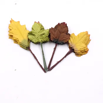 

48Pcs 4.5-7.5cm Mini Nonwovens Leaves For Wedding Decoration Artificial Plant DIY wreath Gift Box Scrapbooking Fake flowers para