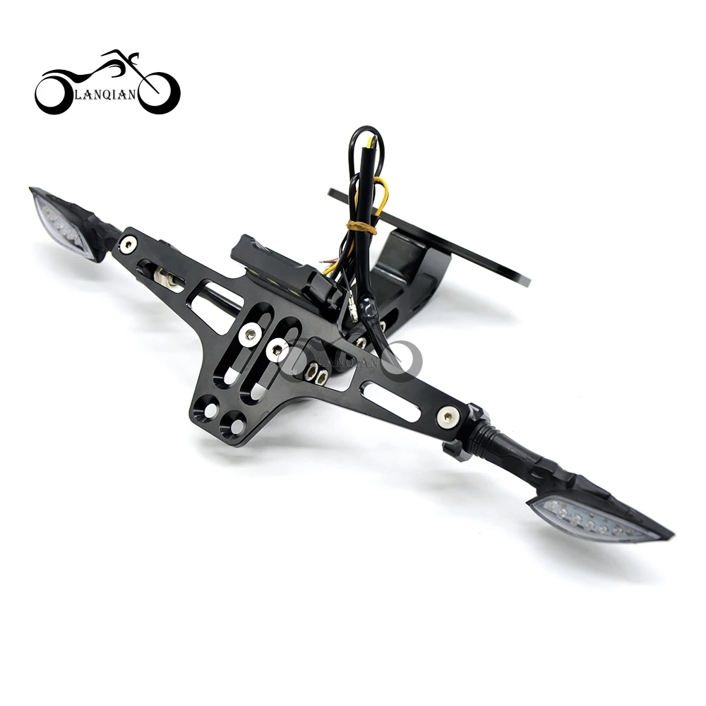 

Motorcycle Adjustable Aluminum License Plate Frame indicator lights Bracket For YAMAHA YZF R1 R3 R6 R15 R25 FZ6 MT-07 MT 07