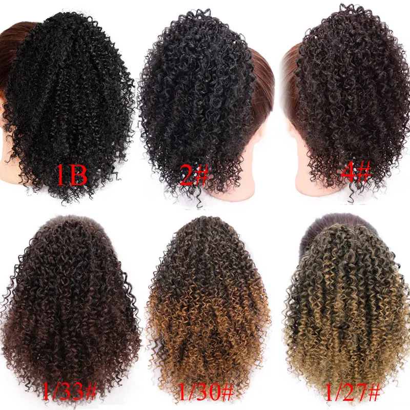 Drawstring Puff Afro Kinky Curly Ponytail African American Short Wrap Synthetic clip in Ponytail Hair Extensions AISI HAIR