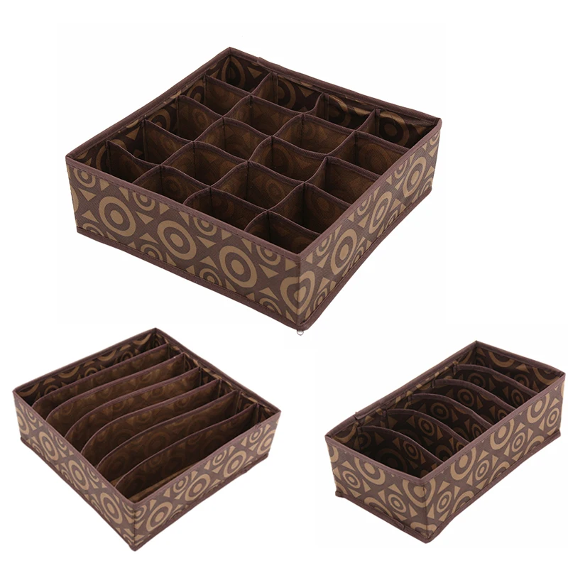 

3PC/Set Circle Pattern Non-woven Storage Boxes Bins For Underwear Towels Socks Ties Home Living Closet Clothes Organizer
