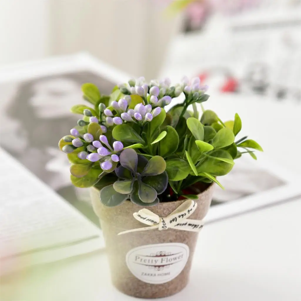 

Artificial Flowers Bouquet Fake Flowers with plastic vase bonsai set for Living Room Garden Decoration farmhouse Decor