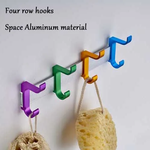 

Wall Decor Fashion Space Aluminum Door After Hanging Wall Coat Hook Row rack Bathroom Hardware Accessories