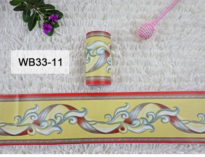Пасторальный цветок линия талии наклейки кухня ванная комната обои для туалета границы ПВХ водонепроницаемый самоклеющиеся плинтус домашний декор - Цвет: WB33-11