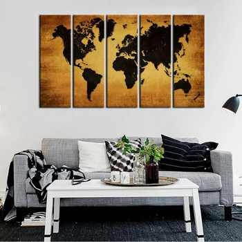 

Canvas Wall Art Print Vintage World Map Painting Large Framed Canvas Art Retro Map of the World Painting Abstract for Home Decor