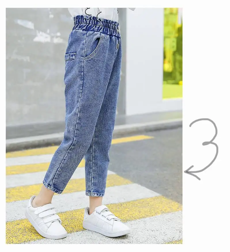 Spring Autum Children Jeans Pants Solid Kids Baby Jeans Casual Style Kids Denim Leggings For Girls Teenage Clothes N04