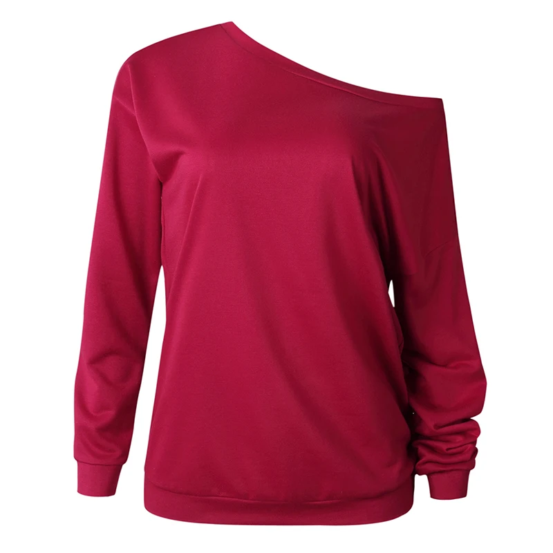 Женская футболка серого и красного цвета с открытыми плечами, с вырезом лодочкой, сексуальный осенне-зимний топ, женские футболки с