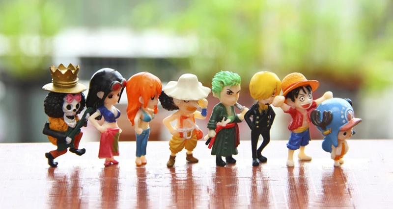 8 шт./лот Аниме фигурки Luffy Zoro Sanji Usopp Brook Nami Robin Chopper милые героев из ПВХ