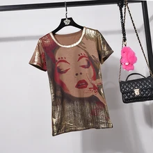 Лето европейский bronzing beauty женские с короткими рукавами футболка Топ