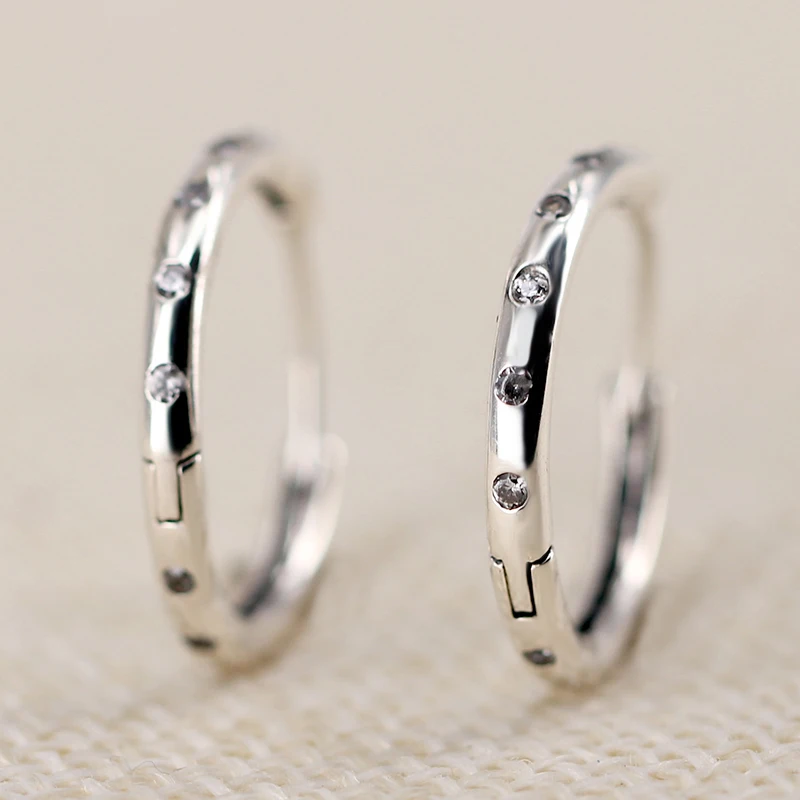 

NBSAMENG Original 925 Sterling Silver Earring Clear CZ Droplets Hoop Round Stud Earrings For Women Girls Lady Fine Jewelry Gift