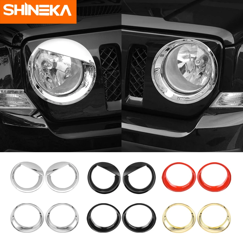 

SHINEKA Lamp Hoods ABS Car Front Head Light Lamp Decoration Cover Trim Stickers For Jeep Patriot 2011-2016 Exterior Accessories