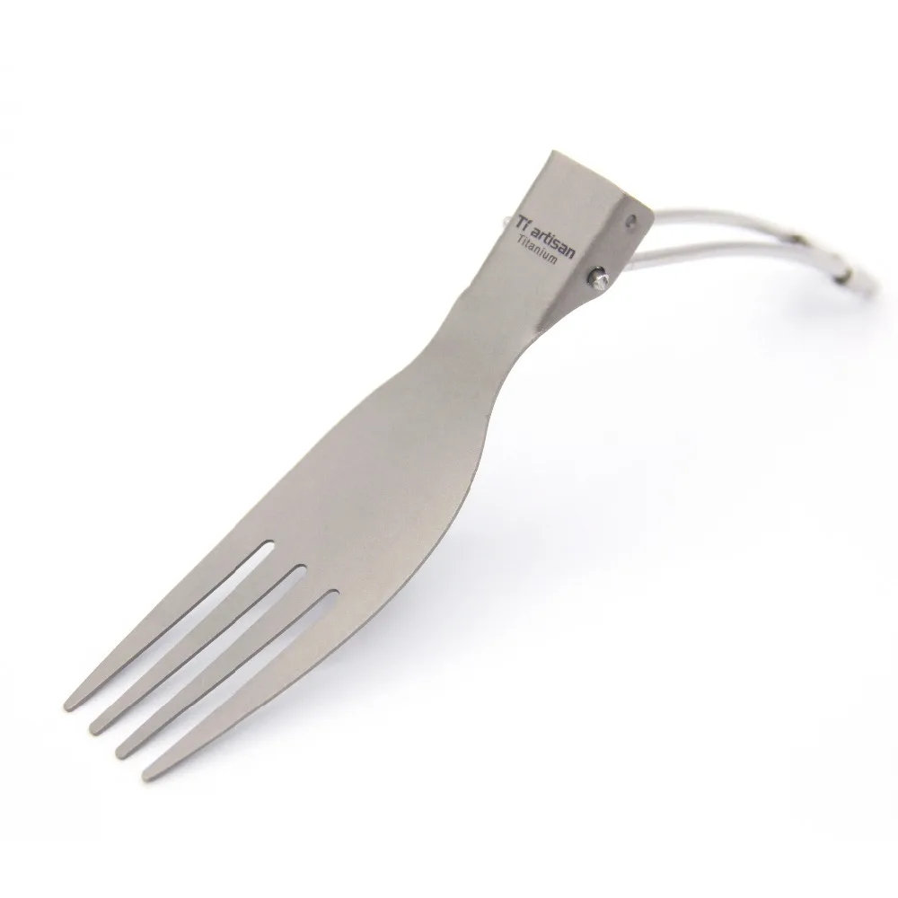 Tiartisan Titanium Foldable handle Fork Camping Cutlery Portable Picnic Tableware Ta8003